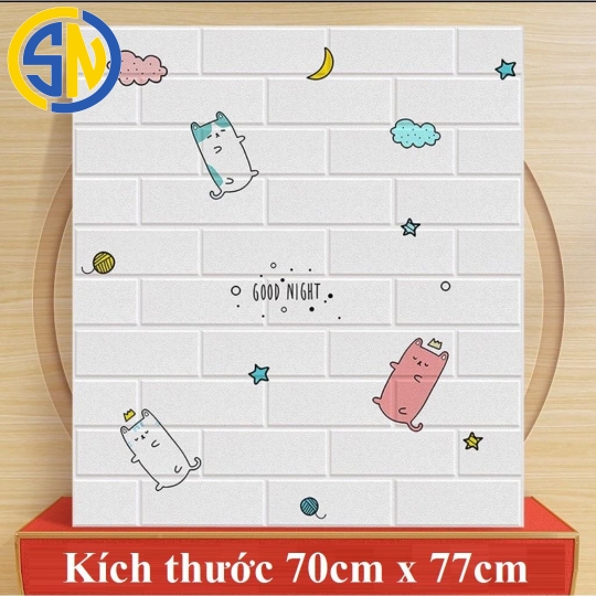 Xốp Dán Tường Hoạt Hình Mèo Ú